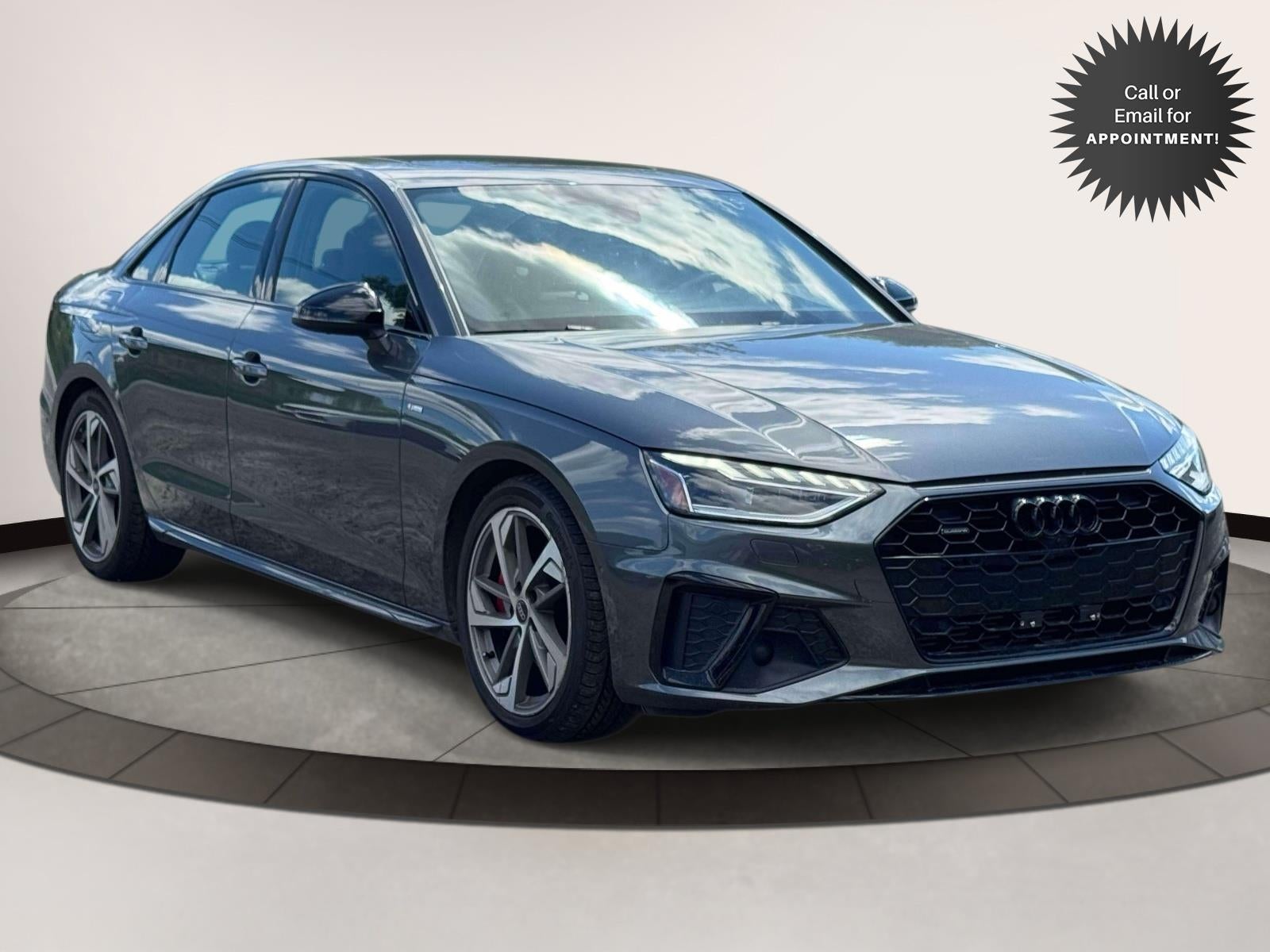 2023 Audi A4 Sedan 45 S line Prestige in Gray — front three-quarter view