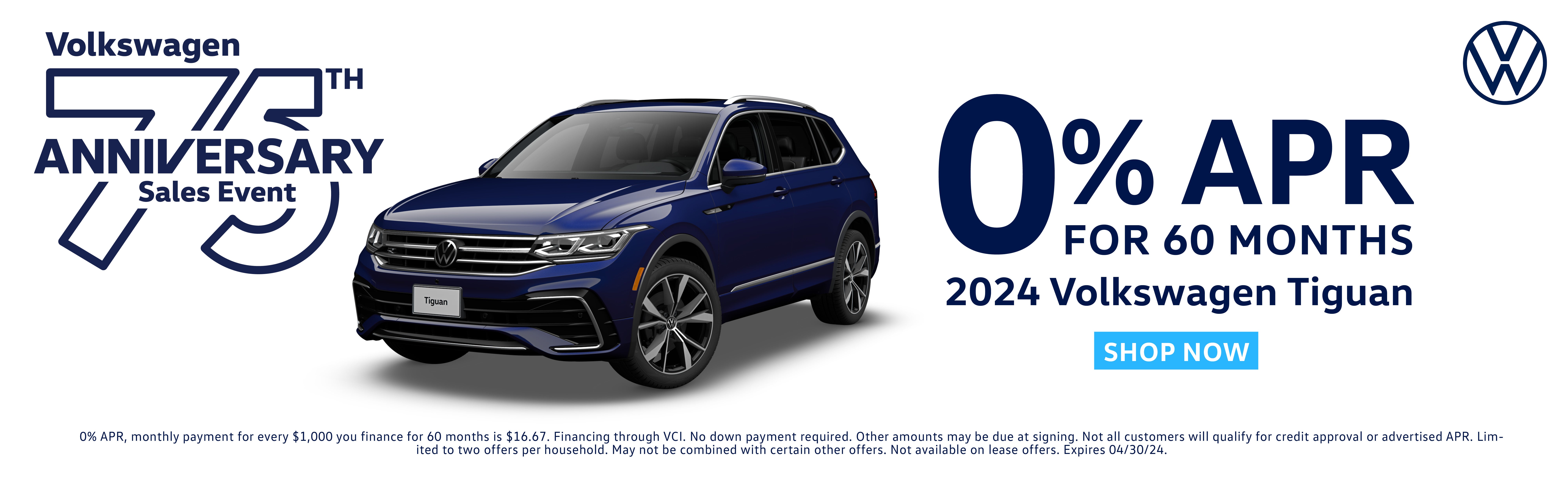 0% APR for 60 Months on 24 Tiguan